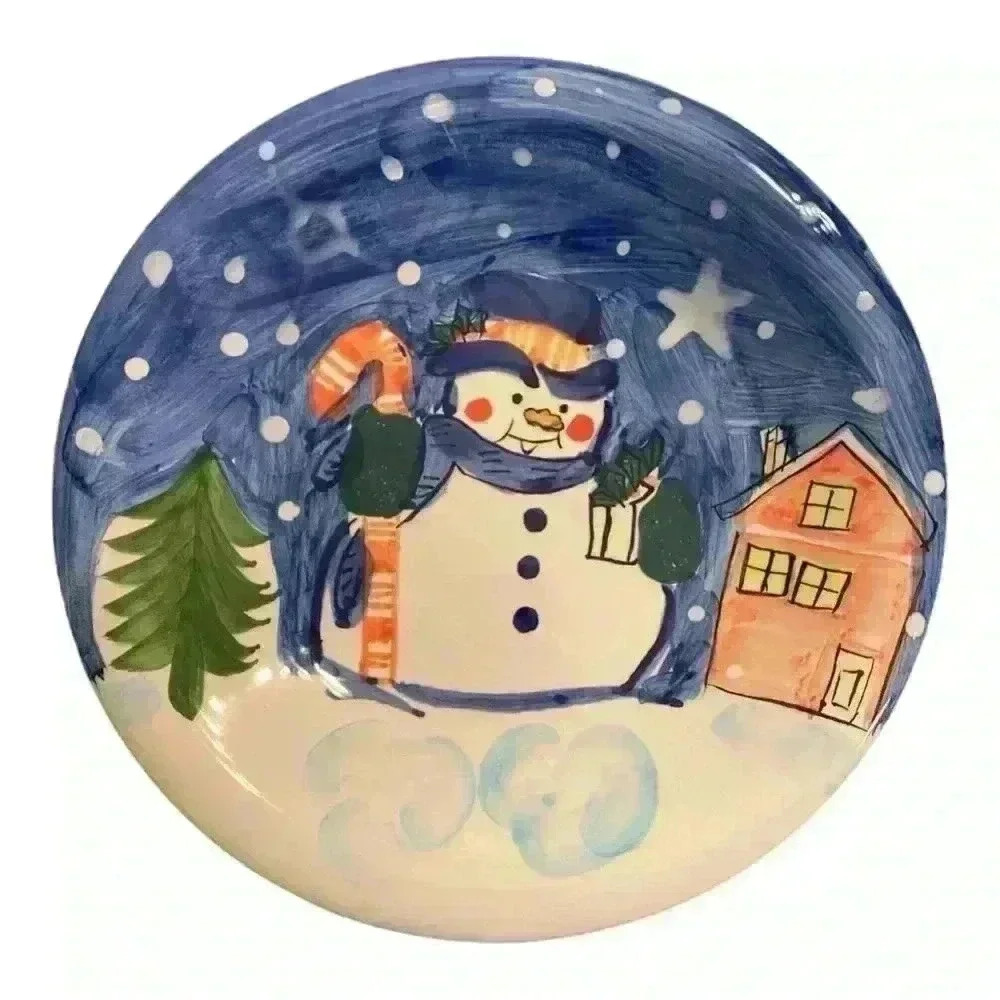 Hand painted Snowman plates